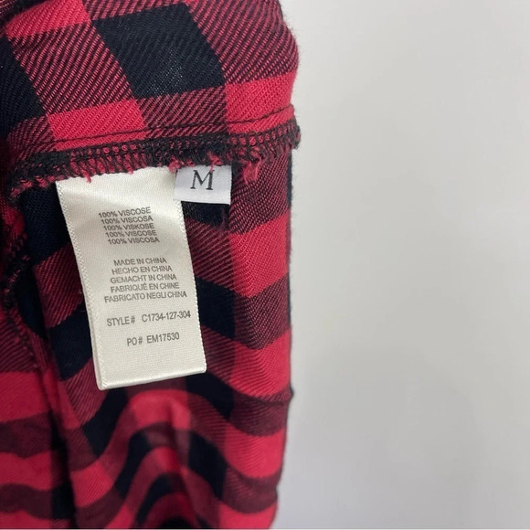 Cloth & Stone Buffalo Plaid Long Bell Sleeve Shift Dress Size Medium - Picture 9 of 10